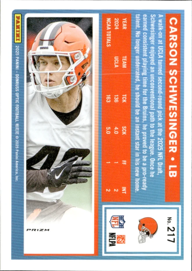 Carson Schwesinger card back