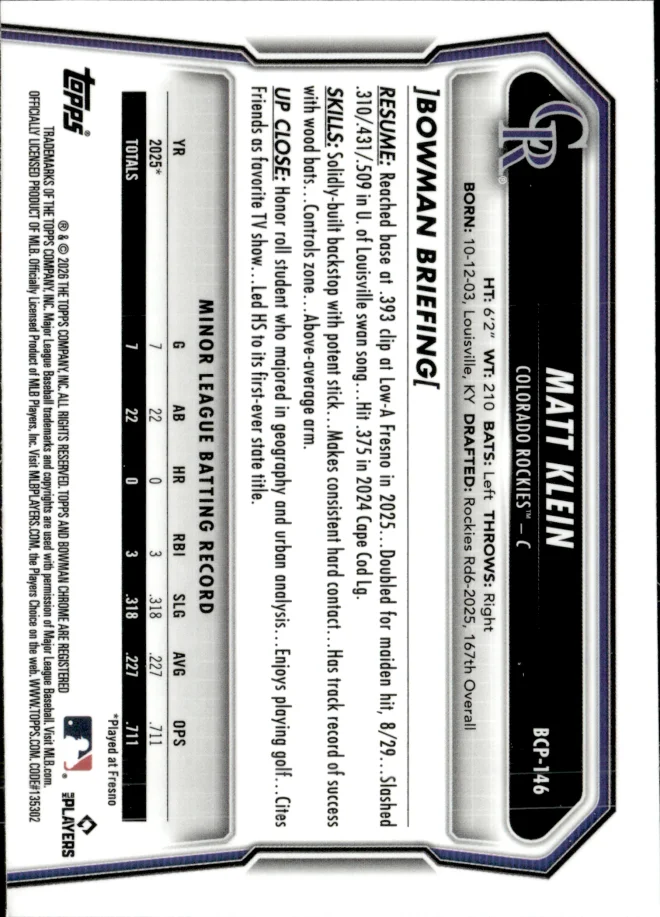 Matt Klein card back