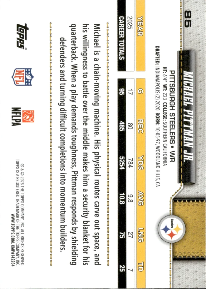 Michael Pittman Jr. card back