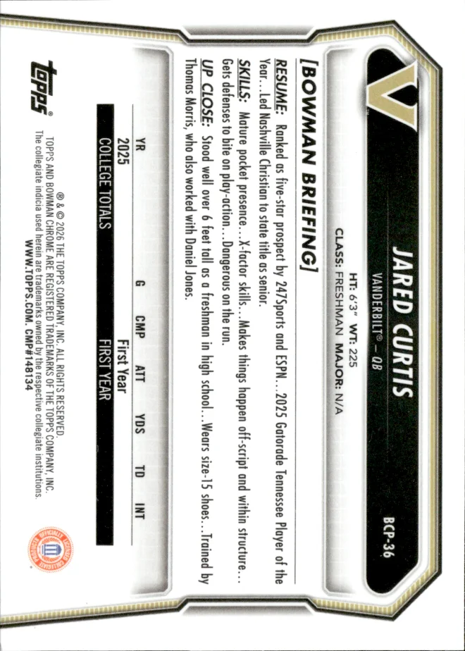 Jared Curtis card back