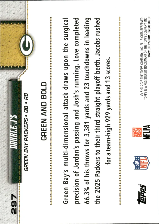 Jordan Love / Josh Jacobs card back
