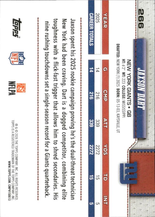 Jaxson Dart card back