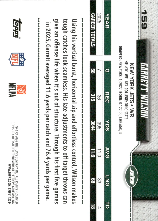 Garrett Wilson card back