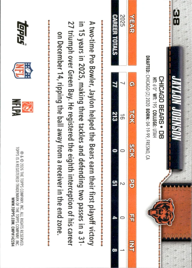 Jaylon Johnson card back