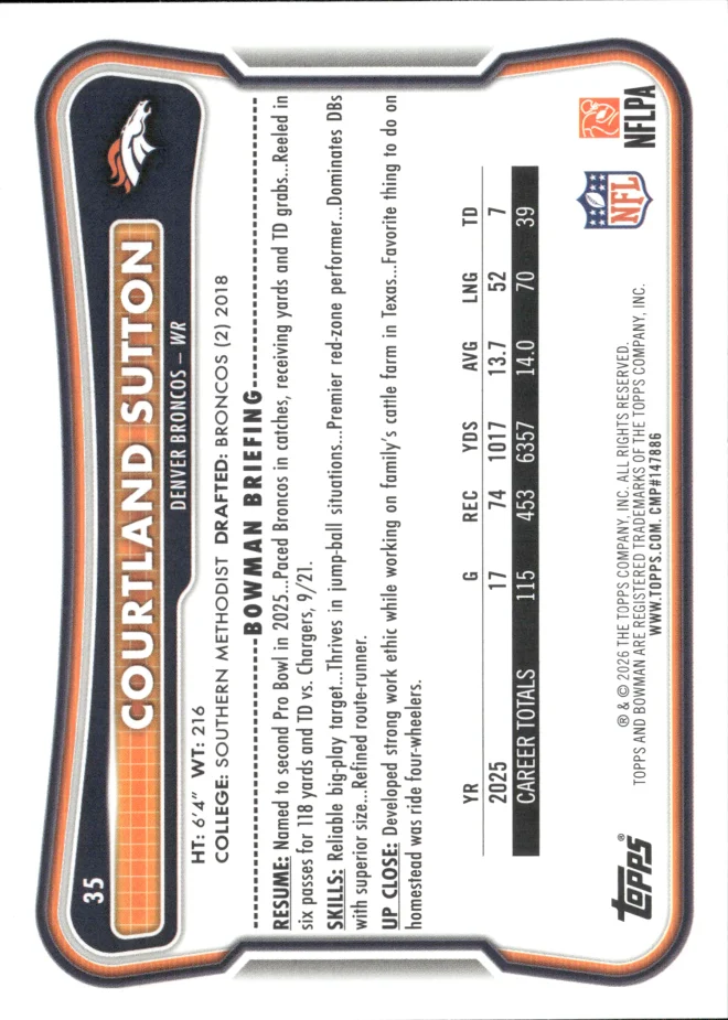 Courtland Sutton card back
