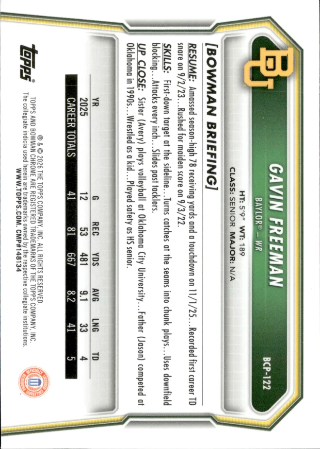 Gavin Freeman card back