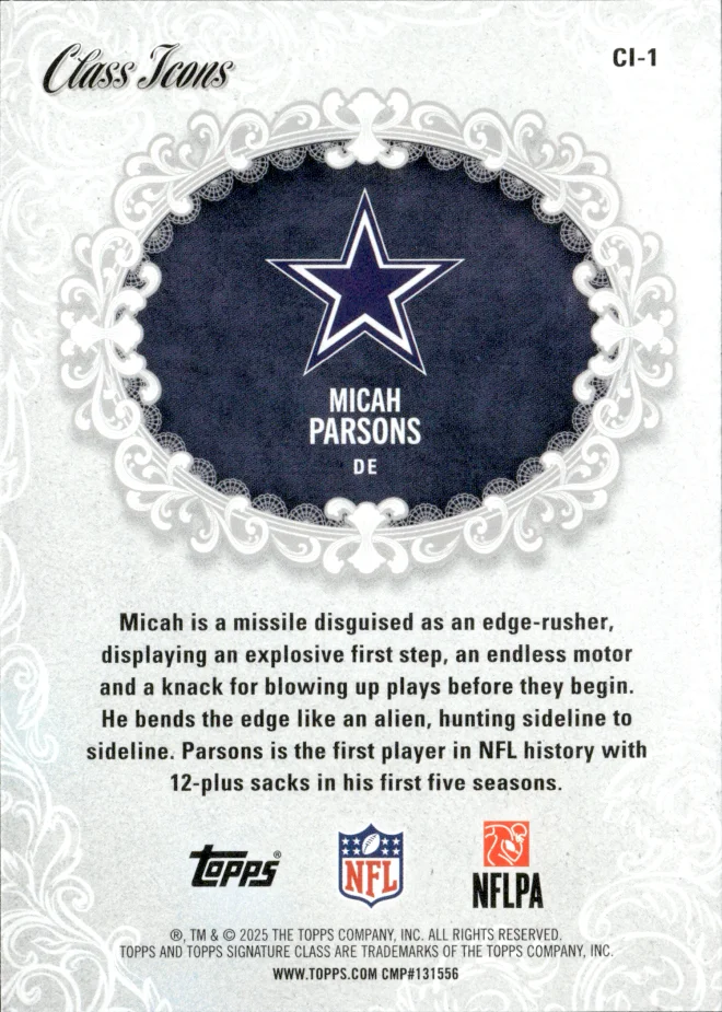 Micah Parsons card back