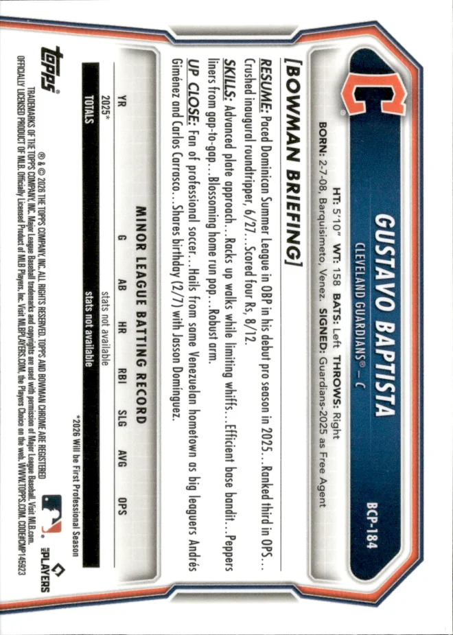 Gustavo Baptista card back
