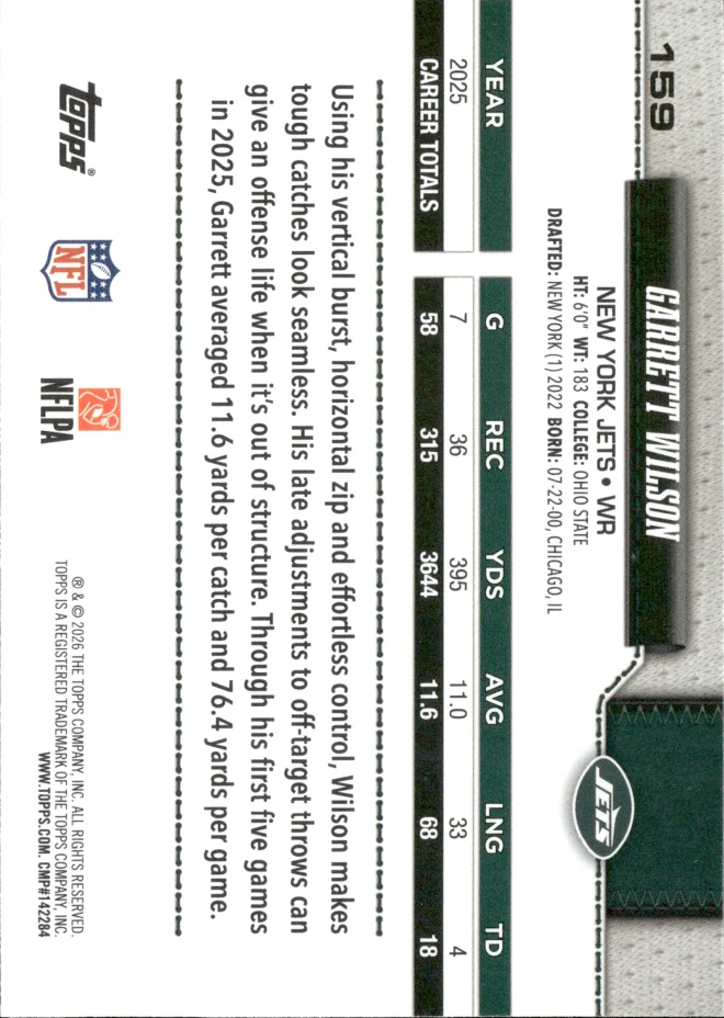 Garrett Wilson card back