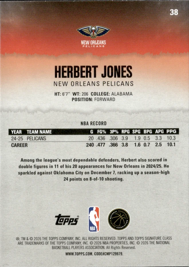 Herbert Jones card back