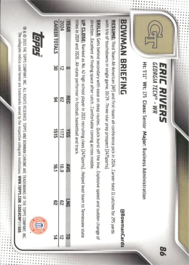 Eric Rivers card back