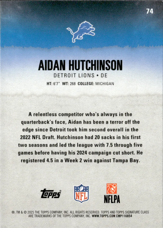 Aidan Hutchinson card back
