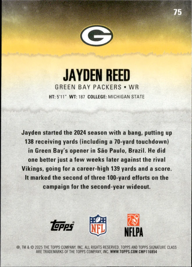 Jayden Reed card back