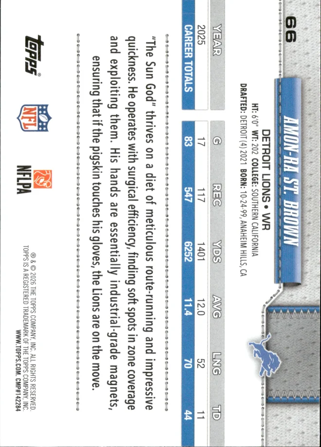 Amon-Ra St. Brown card back