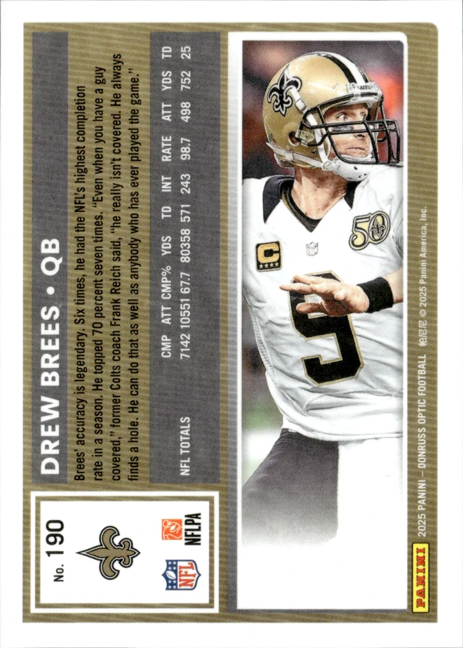 Drew Brees card back