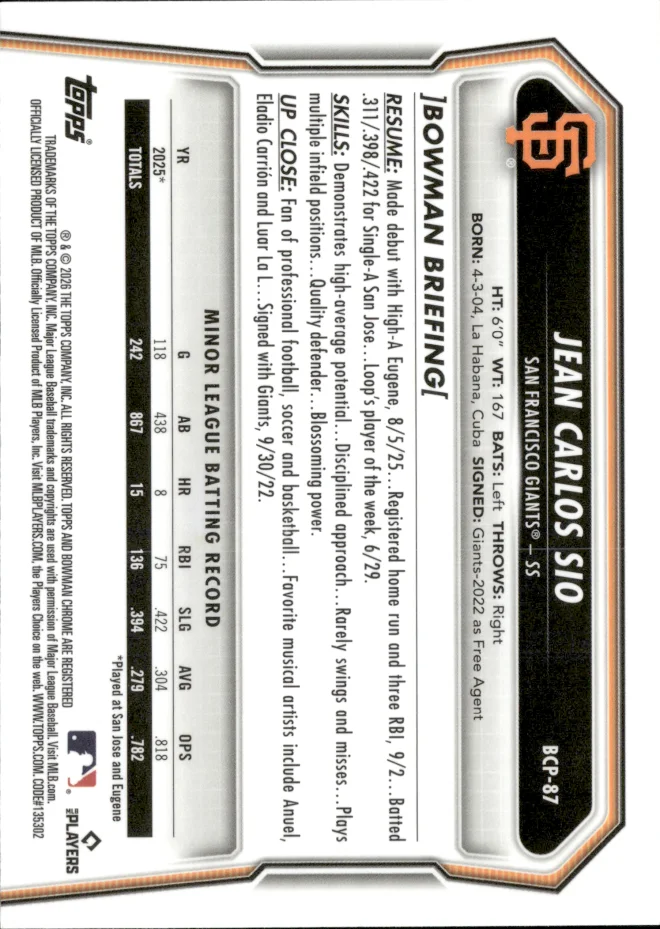 Jean Carlos Sio card back