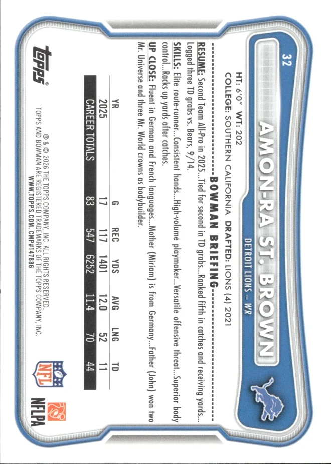 Amon-Ra St. Brown card back