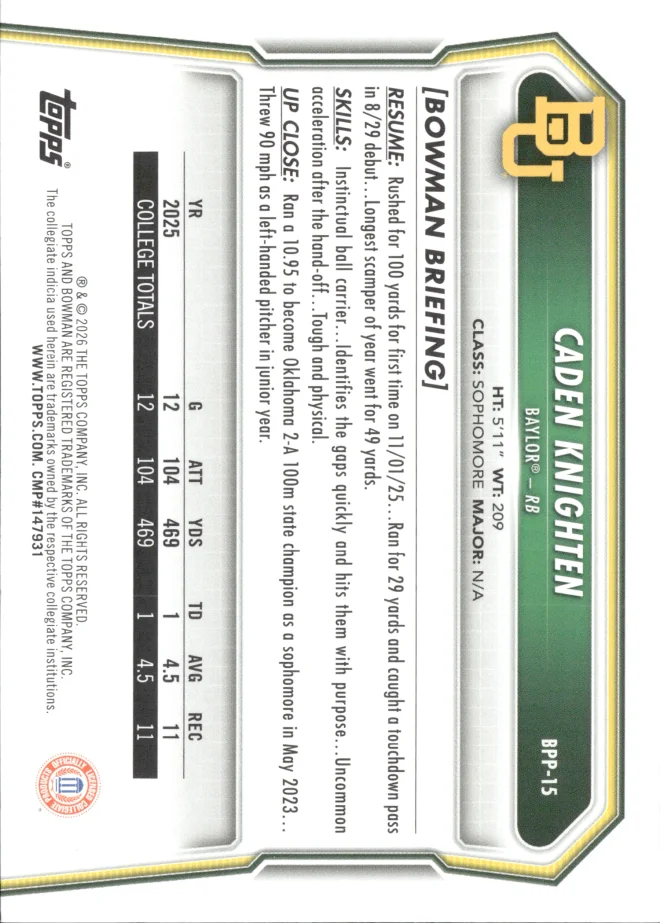 Caden Knighten card back