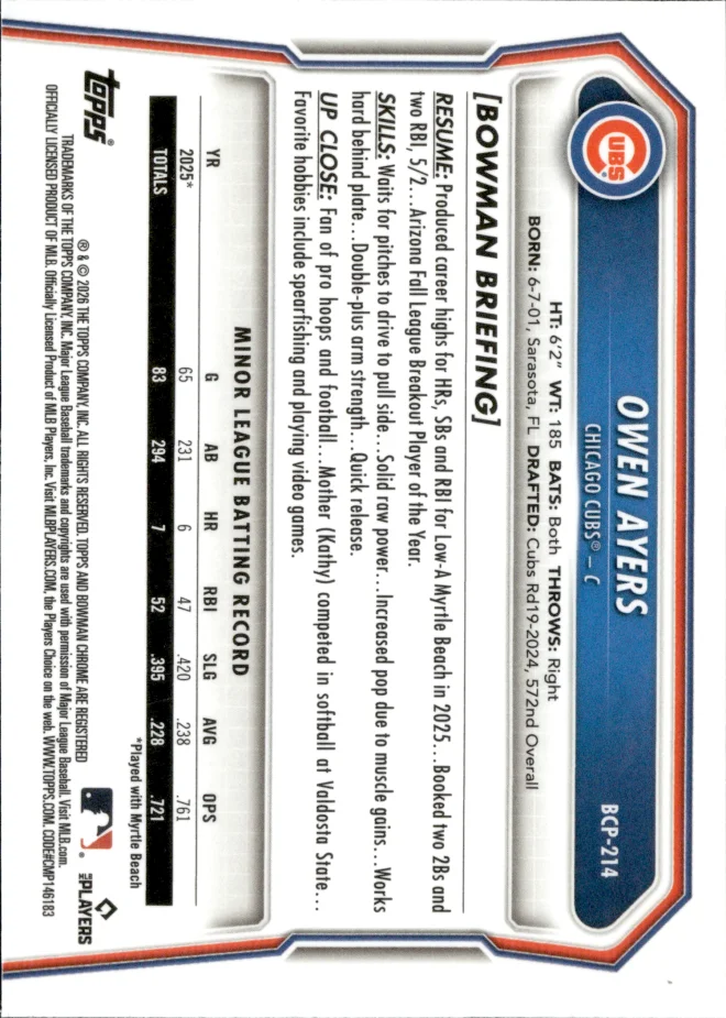 Owen Ayers card back