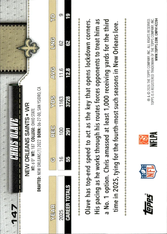 Chris Olave card back