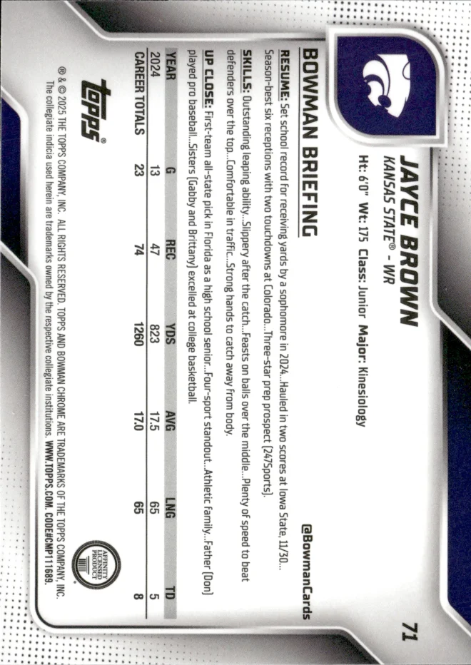Jayce Brown card back