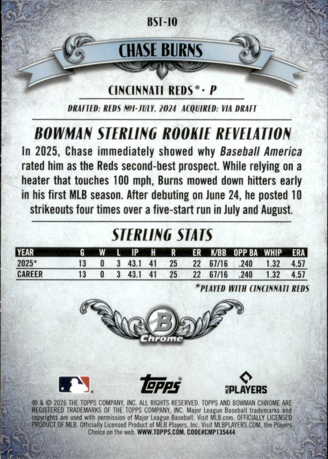 Chase Burns card back