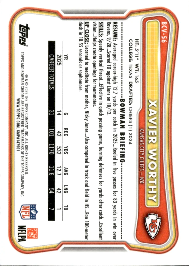 Xavier Worthy card back