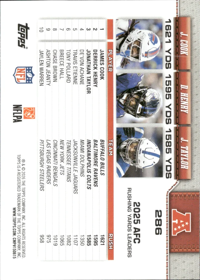 James Cook / Derrick Henry / Jonathan Taylor card back