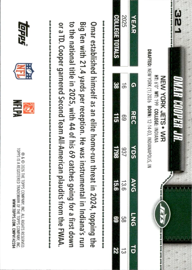 Omar Cooper Jr. card back