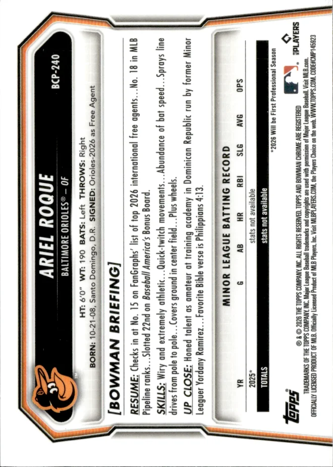 Ariel Roque card back