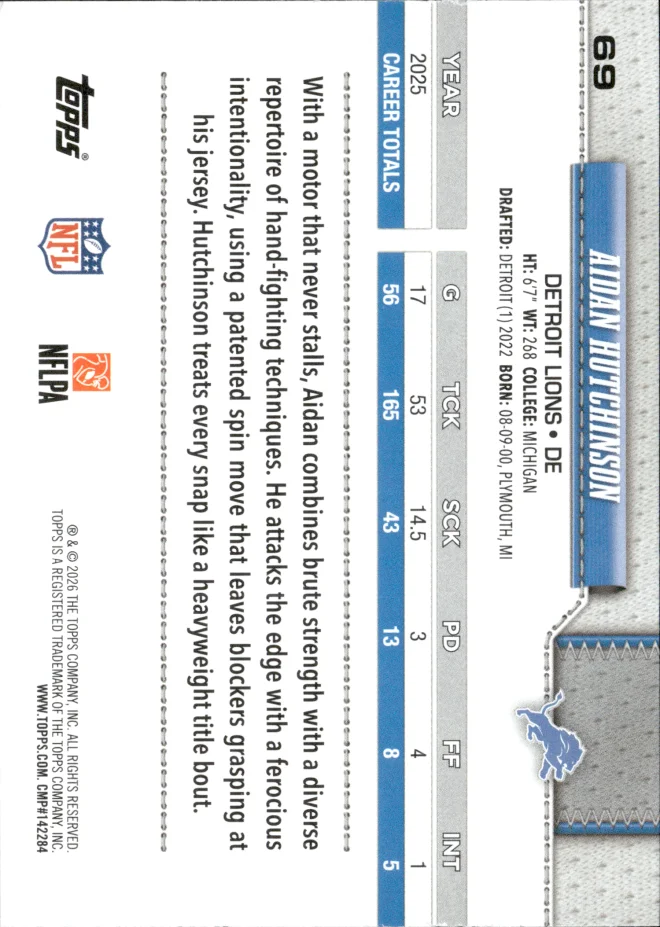 Aidan Hutchinson card back
