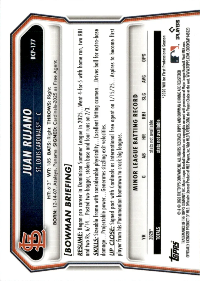 Juan Rujano card back