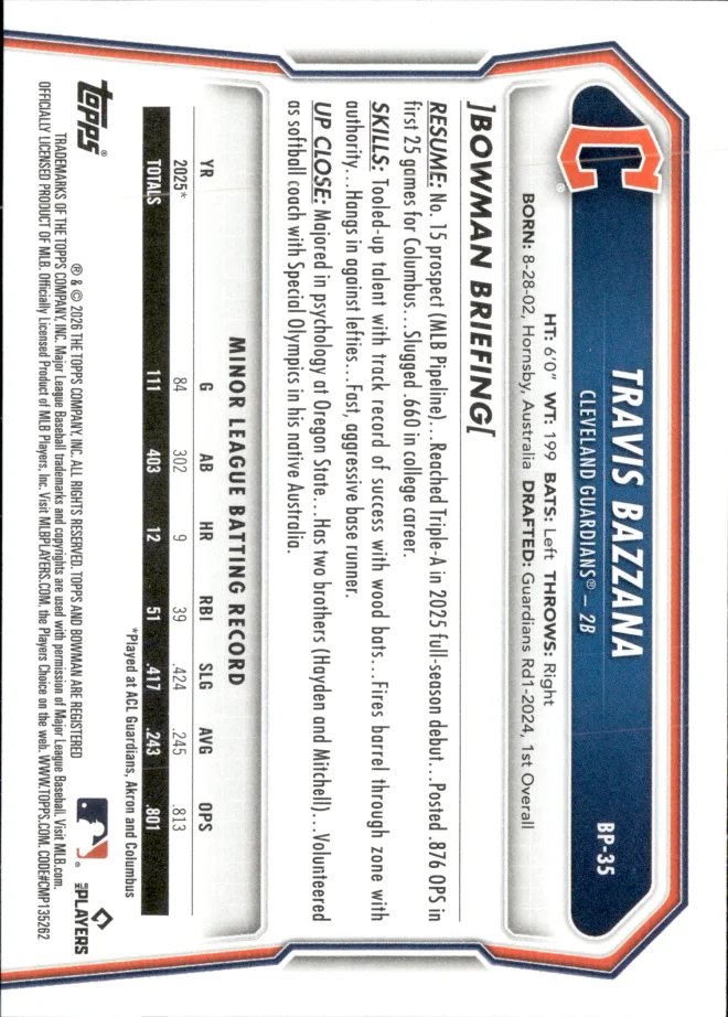 Travis Bazzana card back