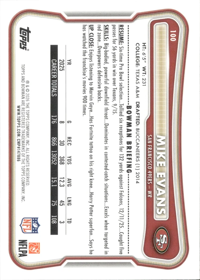 Mike Evans card back