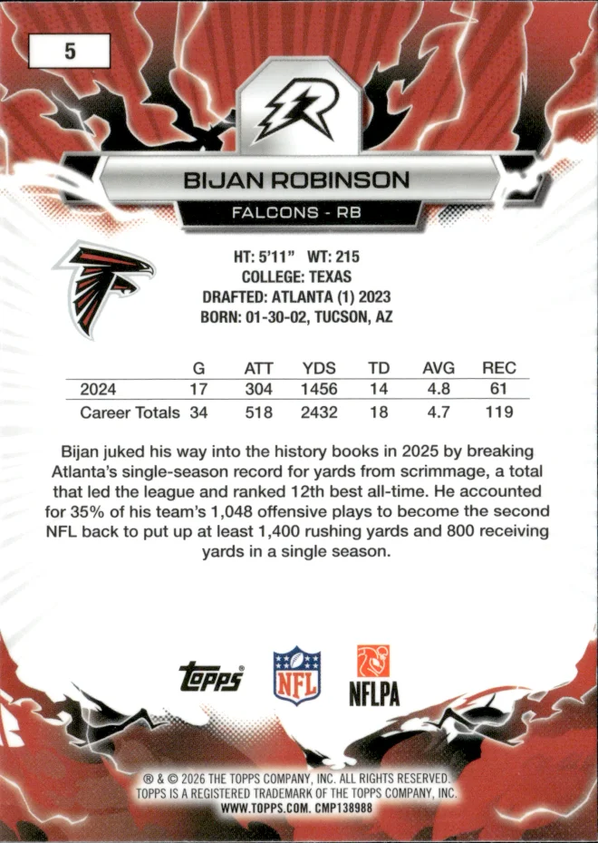 Bijan Robinson card back