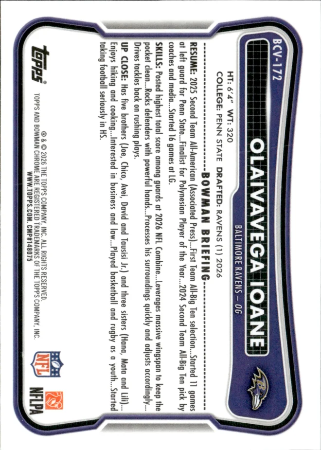Olaivavega Ioane card back