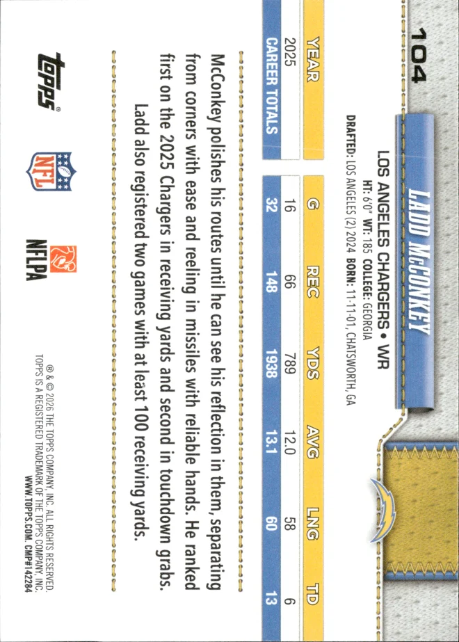 Ladd McConkey card back