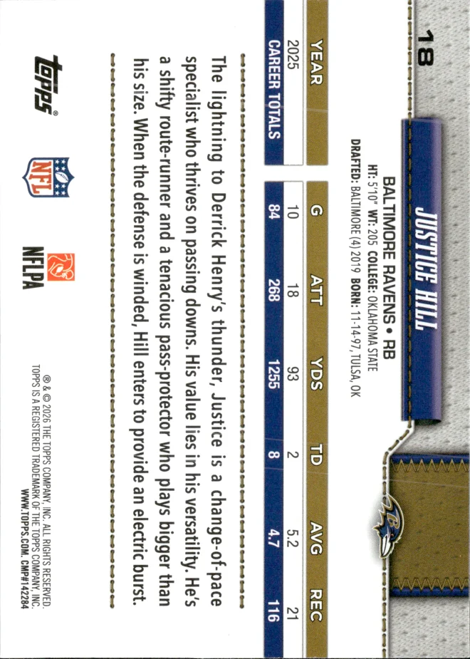Justice Hill card back