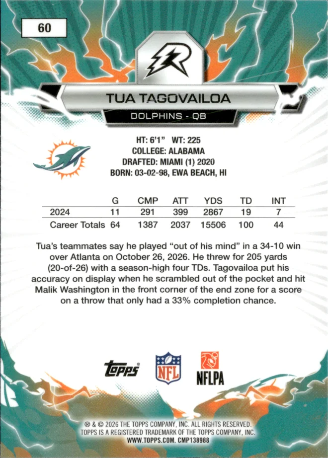 Tua Tagovailoa card back