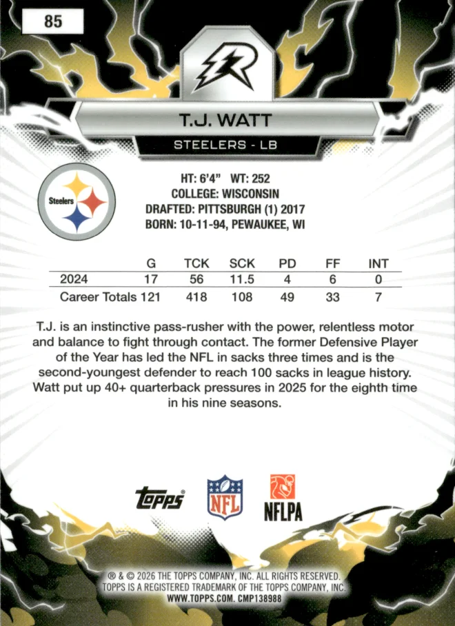 T.J. Watt card back