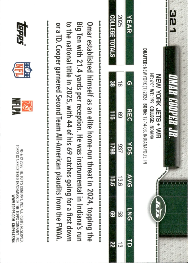 Omar Cooper Jr. card back