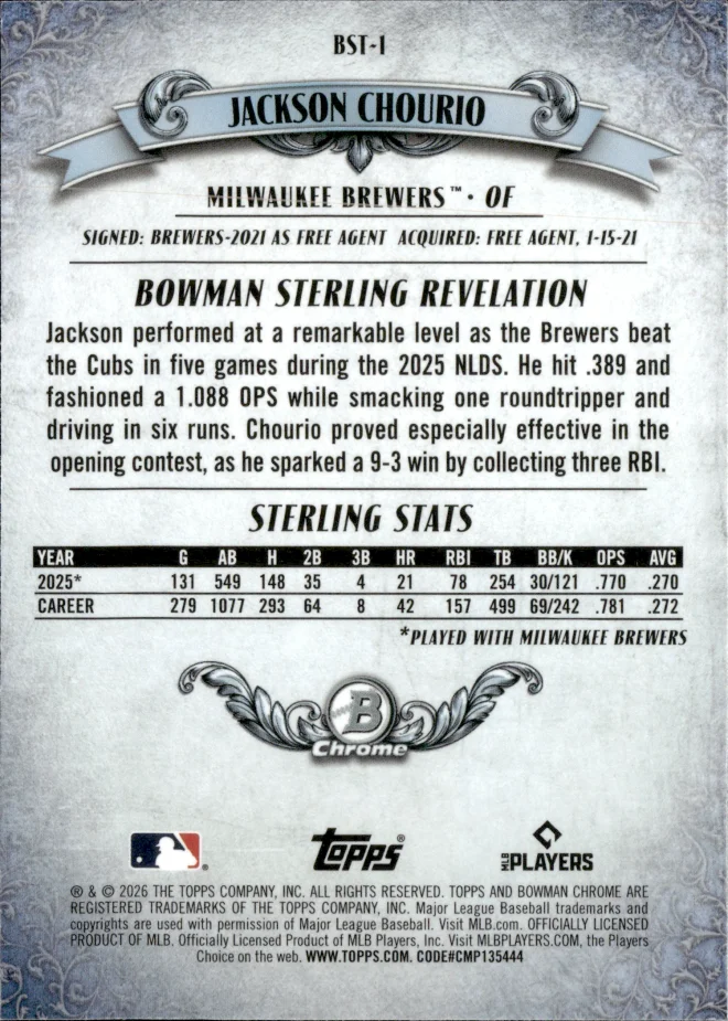 Jackson Chourio card back