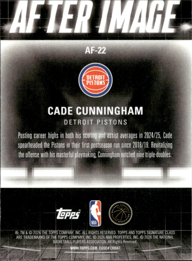 Cade Cunningham card back