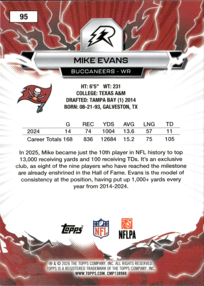 Mike Evans card back