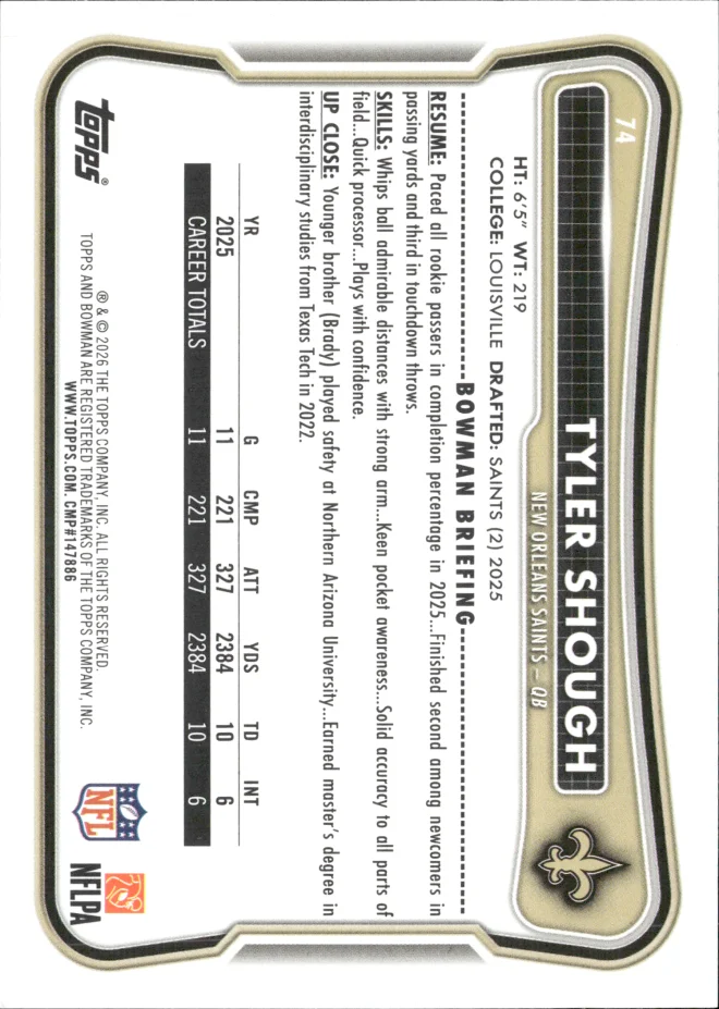 Tyler Shough card back