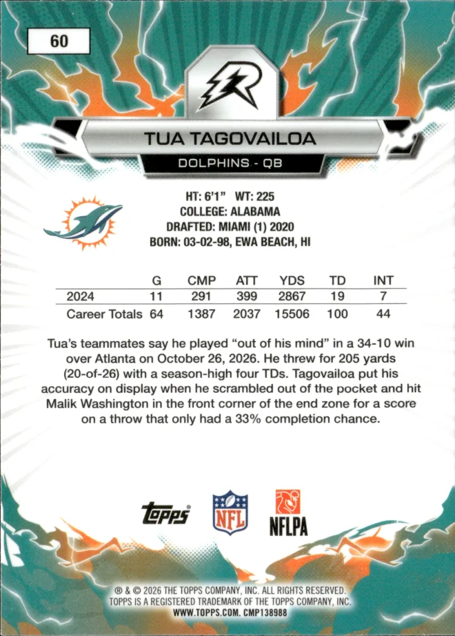 Tua Tagovailoa card back
