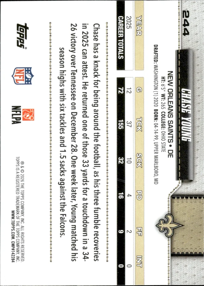 Chase Young card back