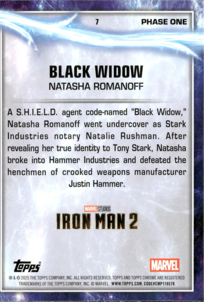 Black Widow / Natasha Romanoff card back