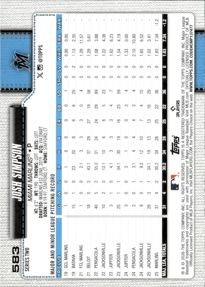Josh Simpson card back