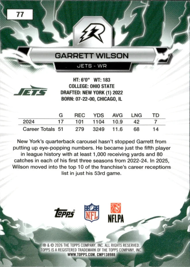 Garrett Wilson card back